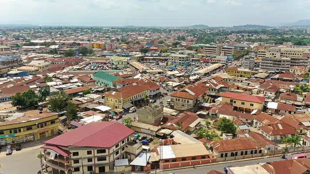 View over Koforidua township and market