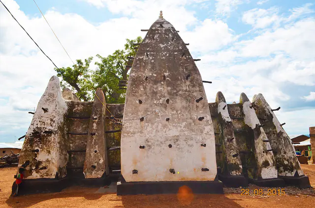 Front view of the Larabanga Mosque in the Savannah Region